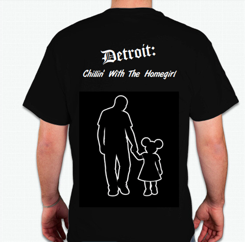 Back view of Veloreah Chillin’ With The Homegirl black adult Detroit graphic T-shirt