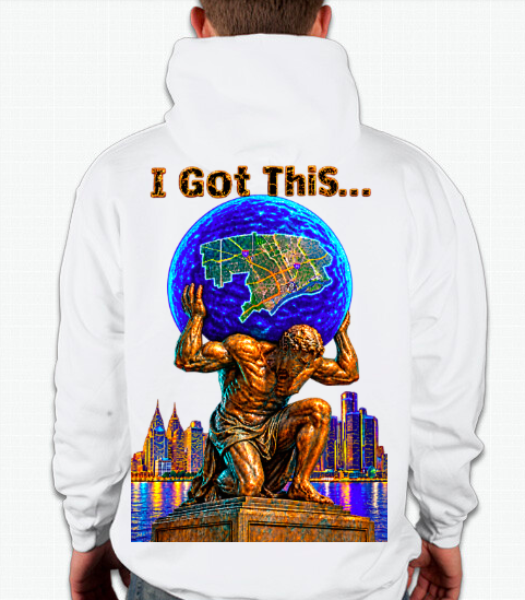 Back view of Veloreah I Got This Detroit Atlas adult white hoodie