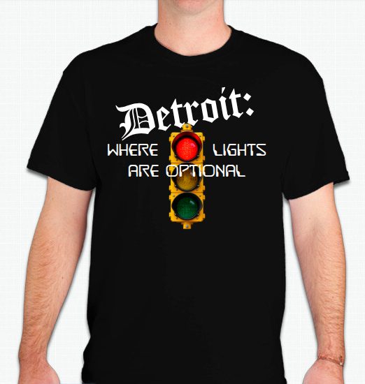 Front view of Veloreah Detroit Where Red Lights Are Optional black graphic T-shirt