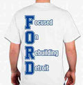 Back view of Veloreah Focused On Rebuilding Detroit white graphic T-shirt